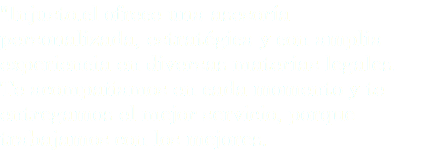 "Injusto.cl ofrece una asesoría personalizada, estratégica y con amplia experiencia en diversas materias legales. Te acompañamos en cada momento y te entregamos el mejor servicio, porque trabajamos con los mejores.